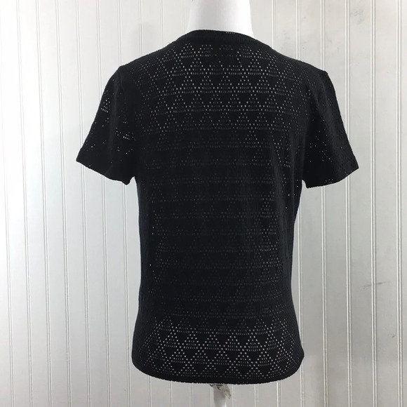 Texture & Thread Madewell Black Mesh Net Tie Front Shirt‎ Womens Small - Picture 3 of 11